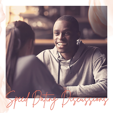 Two young students having a speed dating class discussion with smiles on their faces.