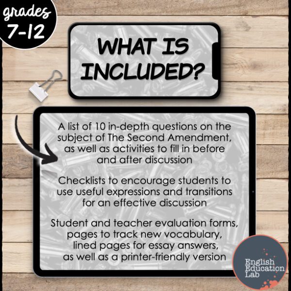 Class Discussions on The Second Amendment- Conversation Starters Package