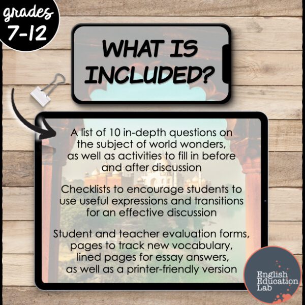 Class Discussions on World Wonders- Conversation Starters Package