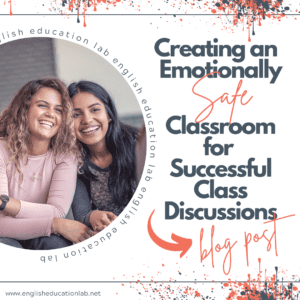 Two students discussing how to create an emotionally safe classroom for successful class discussions.