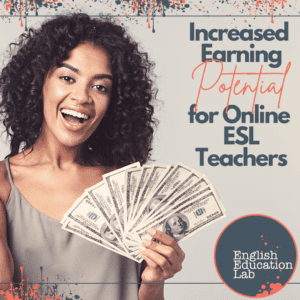 A woman thinking about how there is increased earning potential for online ESL teachers.