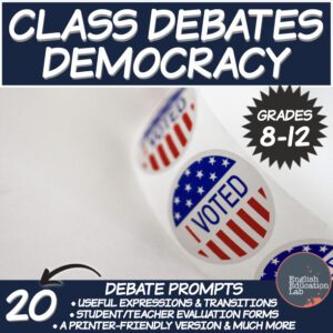 students debating the topic of democracy