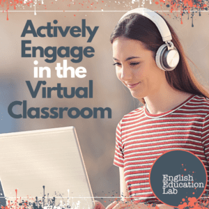 A woman is thinking about how to actively engage in her virtual ESL classroom.