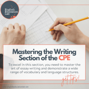 An ESL student learning how to master the writing section of the CPE.