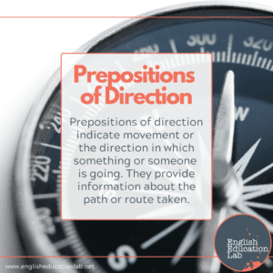 A picture of a compass to illustrate the use of prepositions of direction.