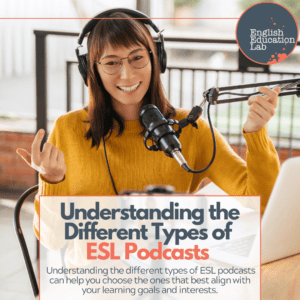 A woman who is helping ESL students understand the different types of podcasts available.