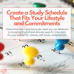 ESL student realizing the importance of creating a study schedule.