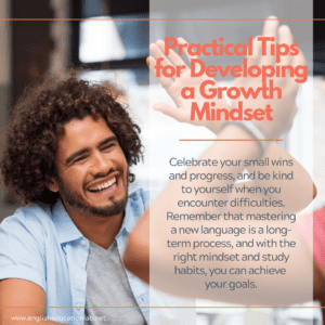 An ESL student learning practical tips for developing a growth mindset.