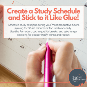 An ESL student creating a study schedule and sticking to it.