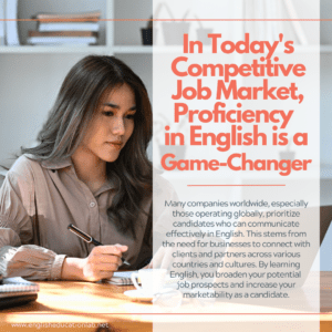 An ESL student realizing that proficiency in English is a game-changer in today's competitive job market.