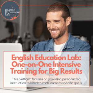 An ESL student learning English on English Education Lab.