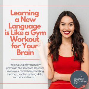 An ESL student realizing that learning a new language is like a gym workout for your brain.