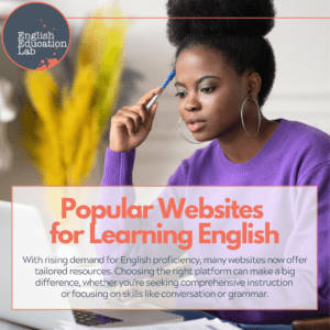 An ESL student finding popular websites for learning English.