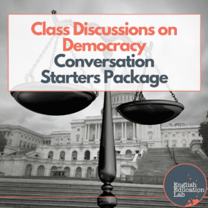 An ESL teacher using conversation starters to broach the subject of democracy.