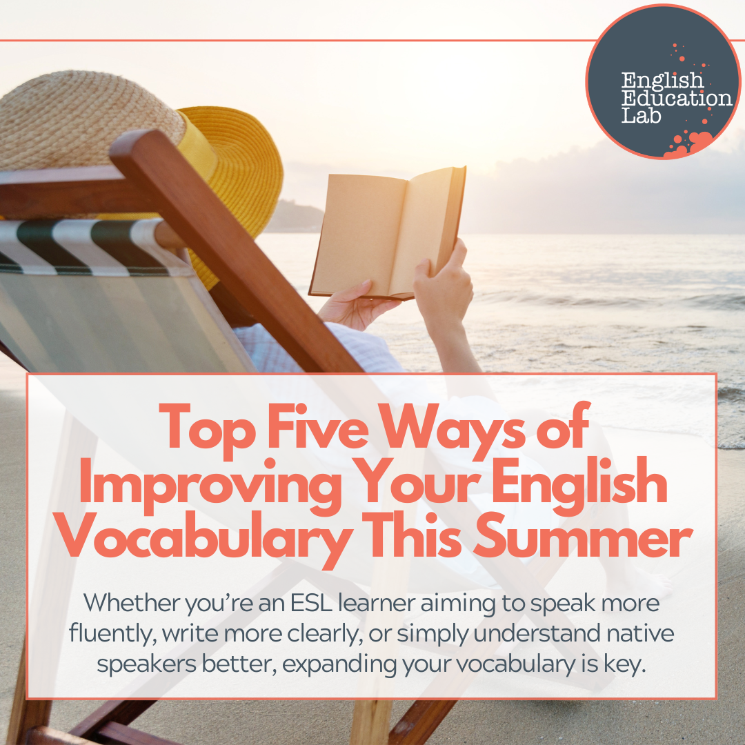 An ESL student improving their vocabulary by reading books over the summer.