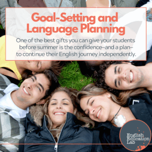 A group of students continuing their language learning during summer.