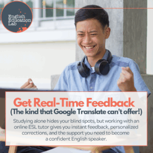 An ESL student getting real-time feedback from his ESL tutor.