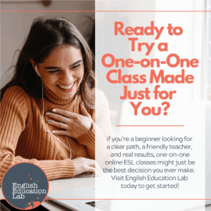 An ESL student trying a one-on-one online ESL class at English Education Lab.