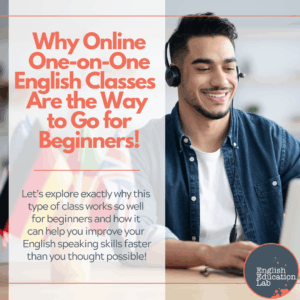A beginner ESL student learning English in a one-on-one online class.