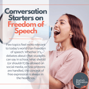 An ESL student thinking about the topic of freedom of speech.