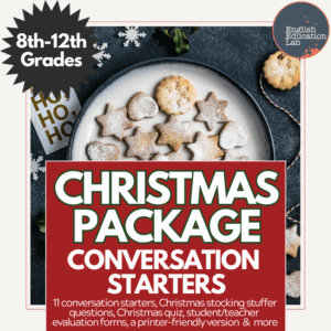 High school students doing a Christmas conversation starters package.