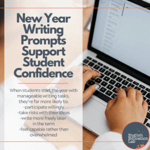 A student gaining confidence in their writing skills through New Year's prompts.